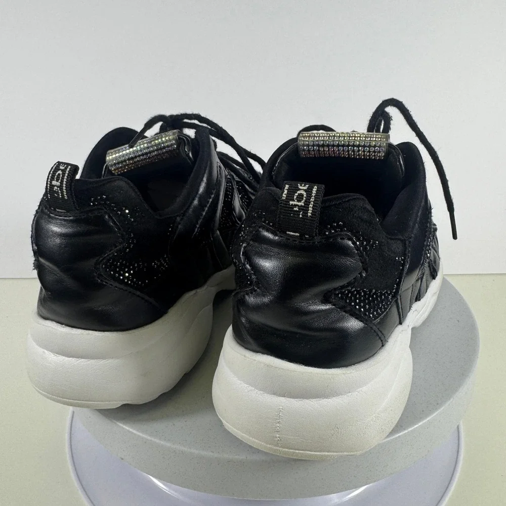 Bebe Girls Chunky Sneakers Black Studded Platform Lace Up Casual Size 4 Shoes‎
